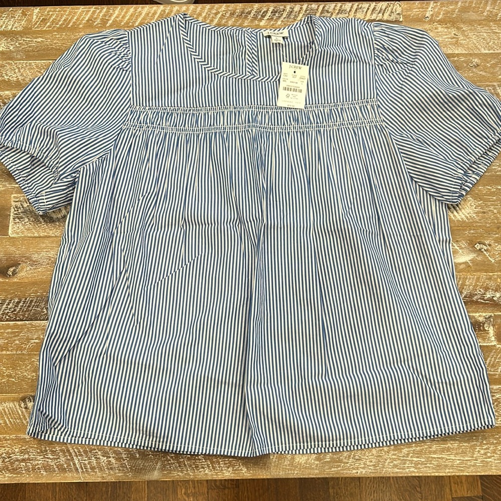 NWT J. Crew Factory Blue and White Striped Top